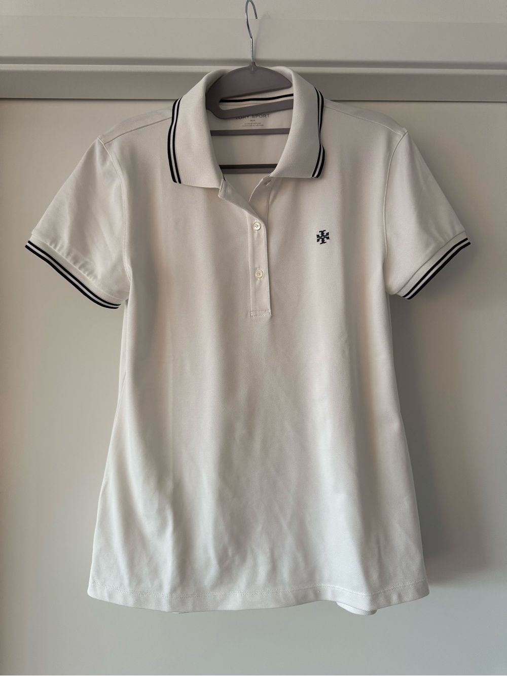 Tory Burch Classic Tech Pique Polo Shirt - Snow White